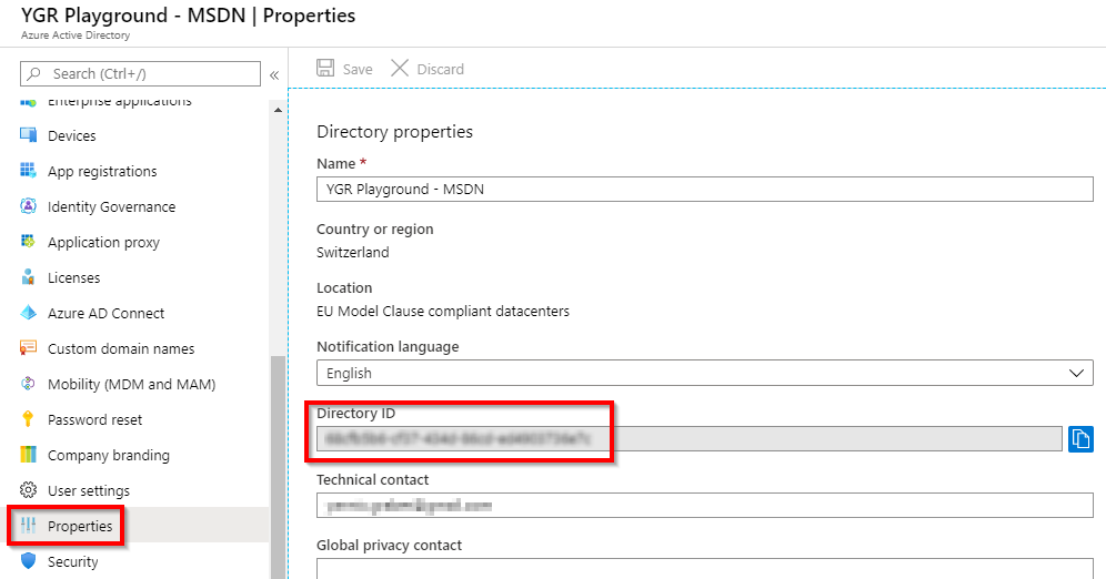 Azure AD Tenant ID. Azure Directory ID