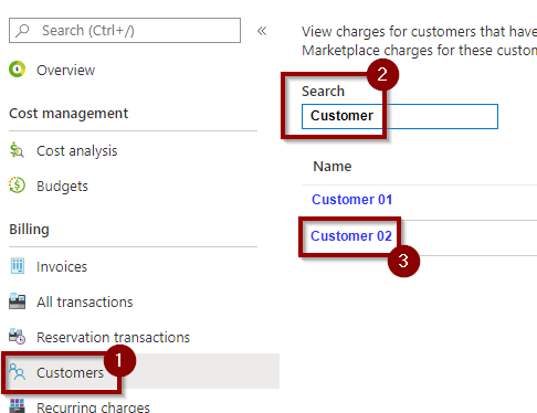 Azure Cost Management CSP Customer Search