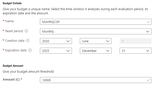 Azure Cost Management Budget