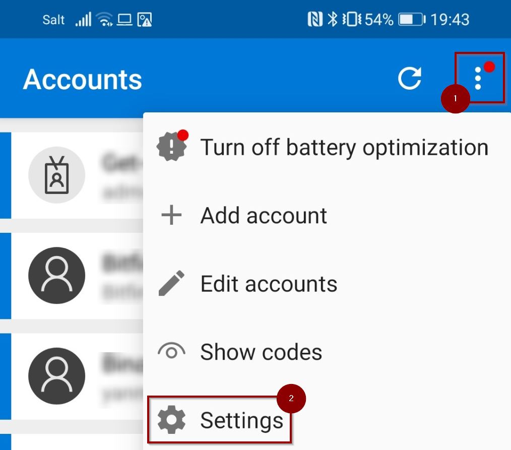 Microsoft Authenticator Settings