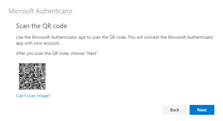 Microsoft Authenticator QR Scan