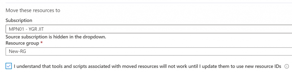 Move Resource to selected Subscription