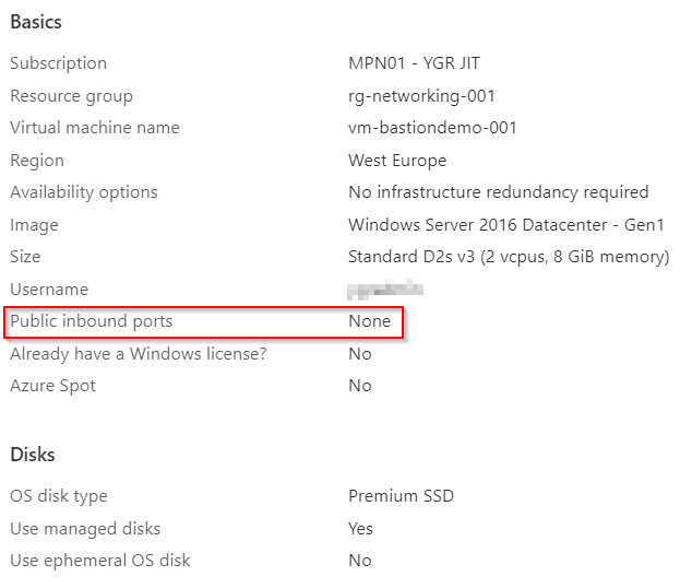 Azure Bastion VM Creation without inbound ports