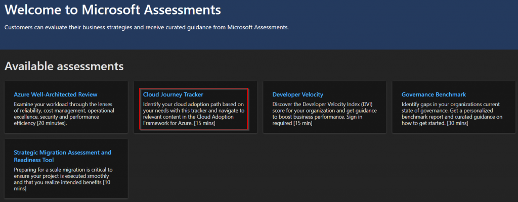 cloud adoption framework journey tracker