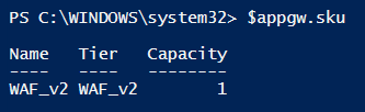 PowerShell Output example of Azure Application Gateway Tier (WAF v2)